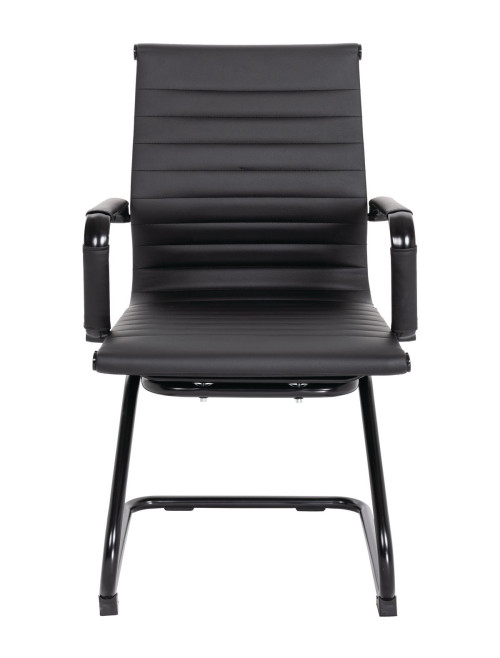 Bonded Leather Visitor Chair Aura Cantilever Black Office Chair BCL/8003AV/BK-BK by Nautilus - enlarged view