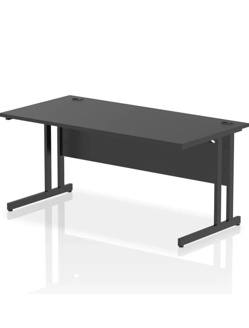 Black Office Desk Impulse 1600mm Rectangular Straight Desk I004329 by Dynamic - enlarged view