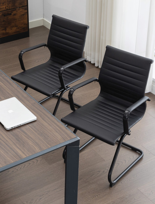 Bonded Leather Visitor Chair Aura Cantilever Black Office Chair BCL/8003AV/BK-BK by Nautilus - enlarged view