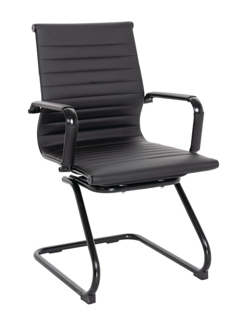 Bonded Leather Visitor Chair Aura Cantilever Black Office Chair BCL/8003AV/BK-BK by Nautilus - enlarged view