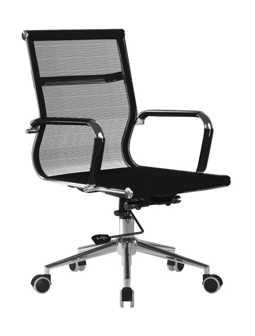 Mesh Office Chair Black Aura Medium Back Mesh Chair BCM/8003/BK by Nautilus - enlarged view