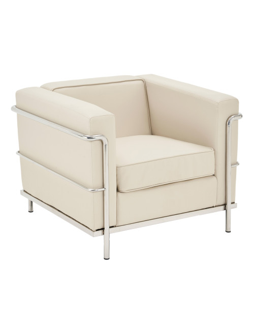 Reception Chair Ivory Belmont Armchair Leather Faced by Nautilus