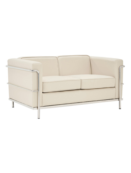 Reception Sofa Ivory Belmont Two Seater Sofa Leather Faced by Nautilus