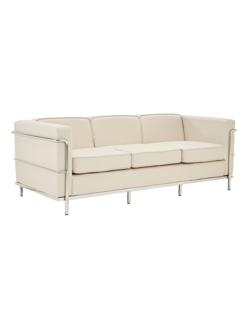 Reception Sofa Ivory Belmont Three Seater Sofa Leather Faced by Nautilus