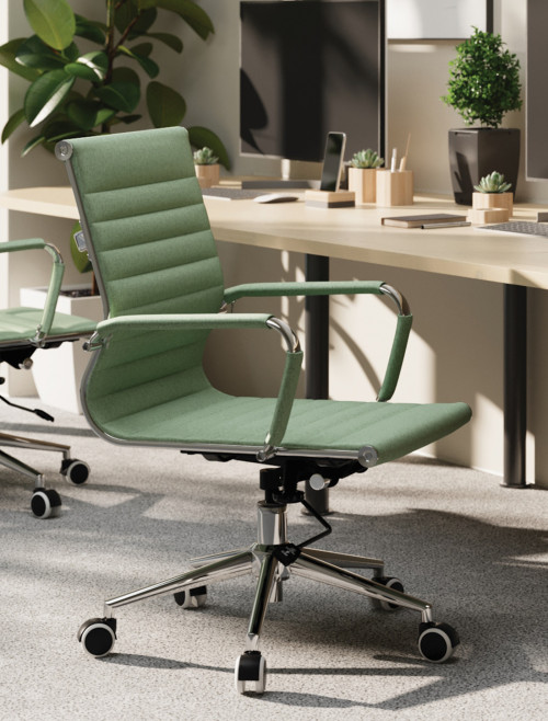 Office Chair Green Fleck Fabric Aura Medium Back Chair by Nautilus