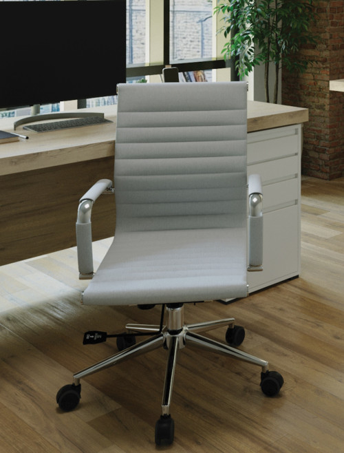 Office Chair Grey Fleck Fabric Aura Medium Back Chair by Nautilus