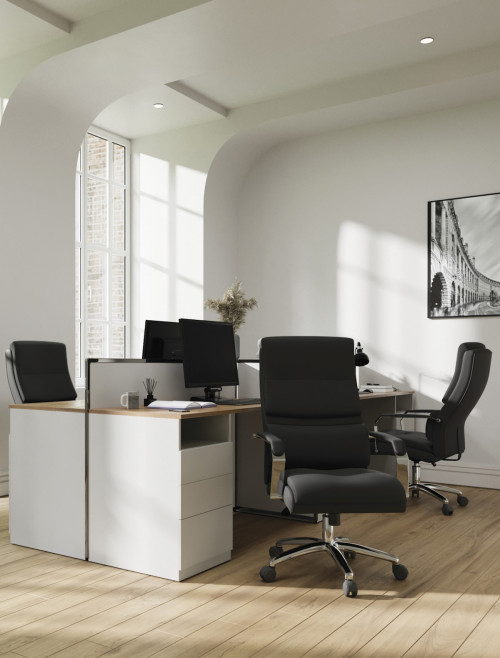 Office Chair Black Patriot Leather Effect Managers Chair by Nautilus - enlarged view