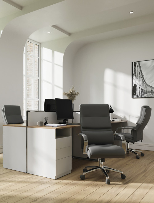 Office Chair Grey Patriot Leather Effect Managers Chair by Nautilus - enlarged view