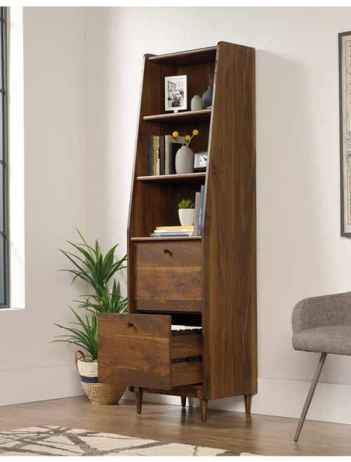 Narrow Bookcase Hampstead Park Walnut Storage Cabinet by Teknik