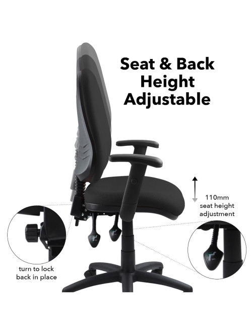 Fabric Office Chair Black Vantage 102 Operator Chair V102-00-K by Dams - enlarged view