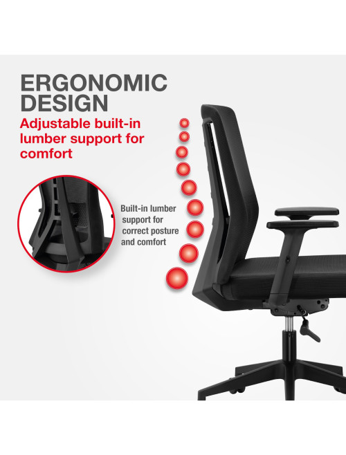 Mesh Office Chair Oxford Black Office Chair CH-OXF-BLK - enlarged view