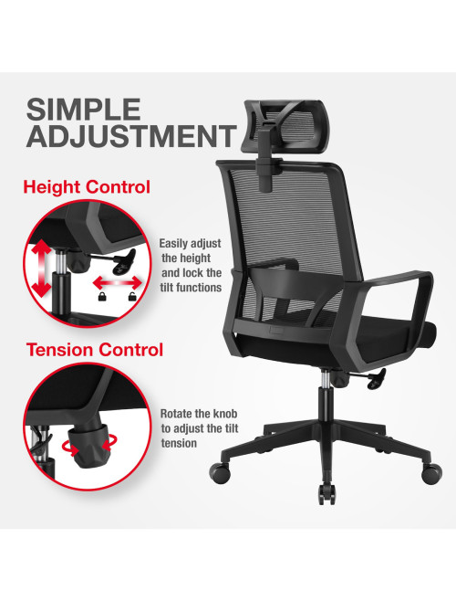 Mesh Office Chair Cambridge Plus Black Office Chair CH-CAMP-BLK - enlarged view