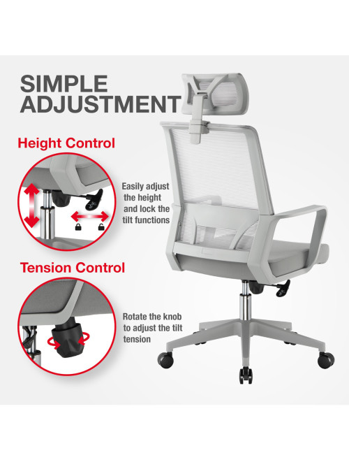 Mesh Office Chair Cambridge Plus Grey Office Chair CH-CAMP-GRY - enlarged view