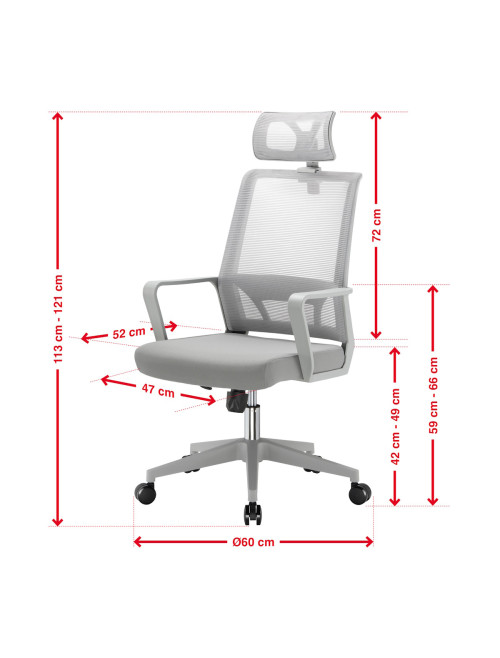 Mesh Office Chair Cambridge Plus Grey Office Chair CH-CAMP-GRY - enlarged view