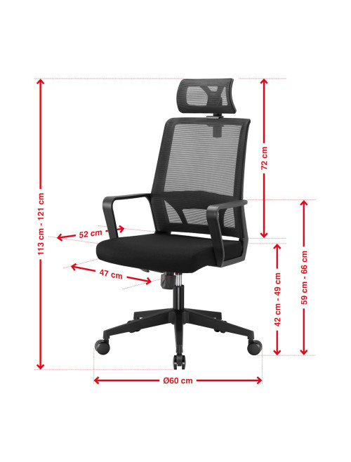 Mesh Office Chair Cambridge Plus Black Office Chair CH-CAMP-BLK - enlarged view