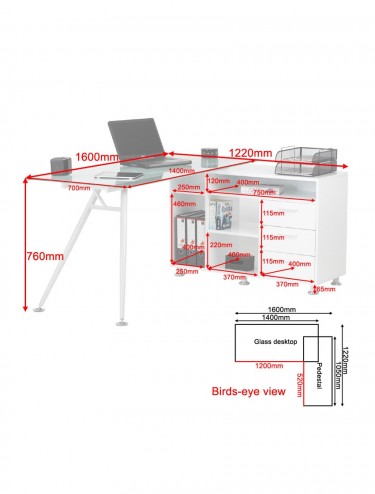 Alphason Augusta Corner Workcentre AW13366A-CL - enlarged view